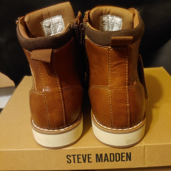 Steve Madden 8M Mens Ankle Boots Lace Up/Zip Up Cognac